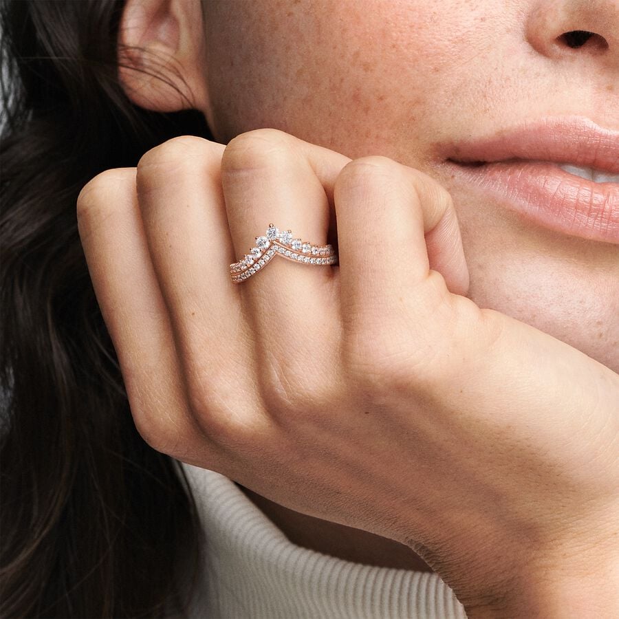 Pandora Princess Wishbone Ring Rose Gold