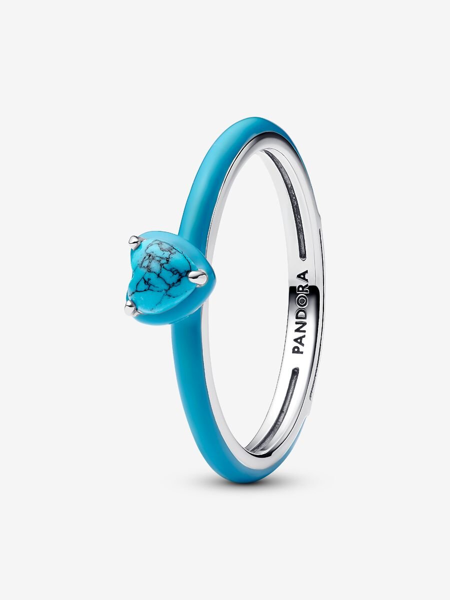 Pandora Turquoise-colored Heart Stone Ring Sterling silver