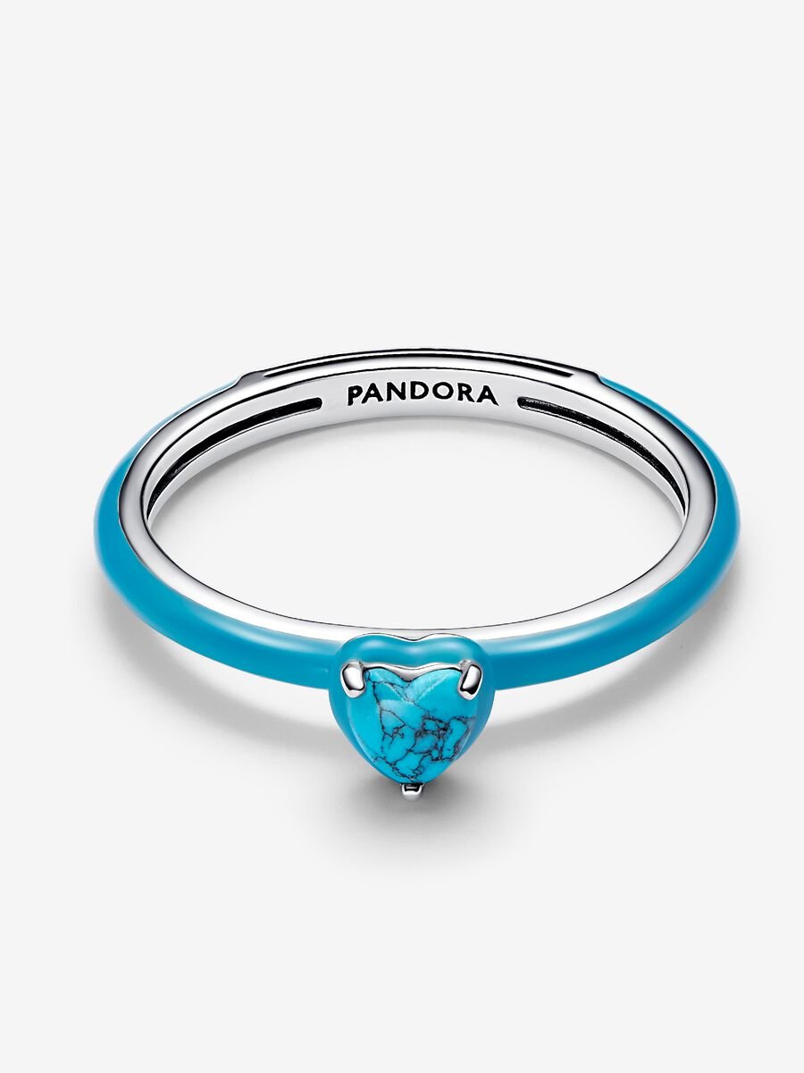 Pandora Turquoise-colored Heart Stone Ring Sterling silver
