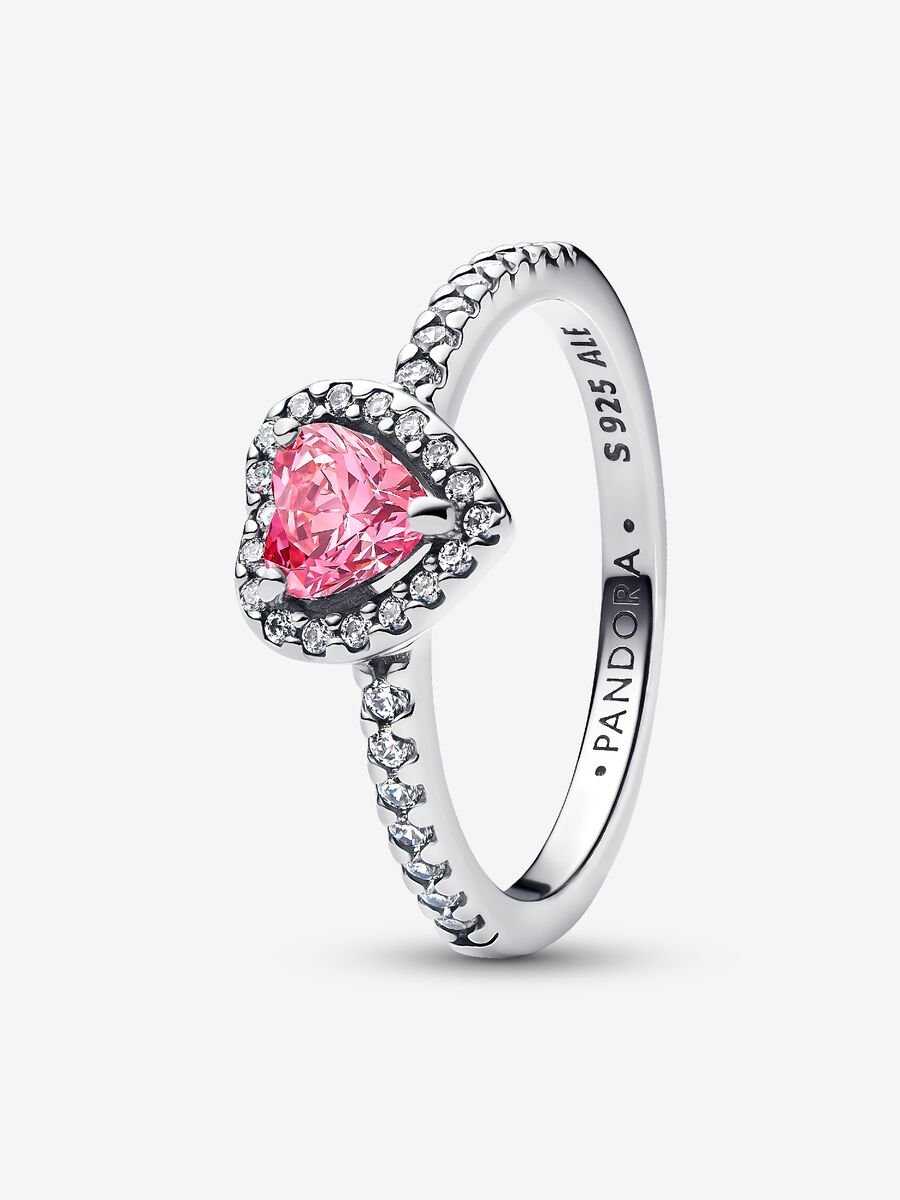 Pandora Elevated Pink Heart Ring Sterling silver