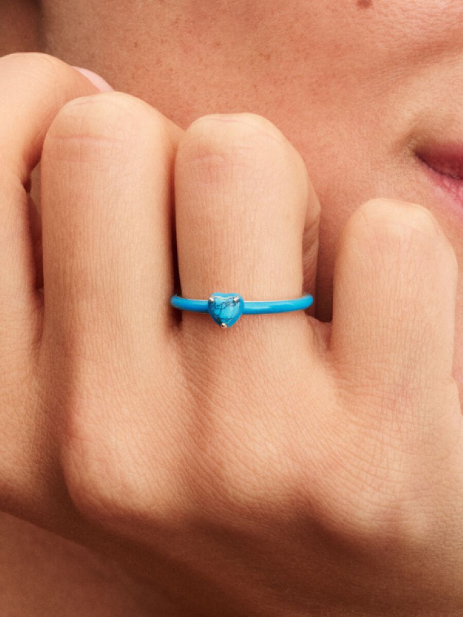 Pandora Turquoise-colored Heart Stone Ring Sterling silver