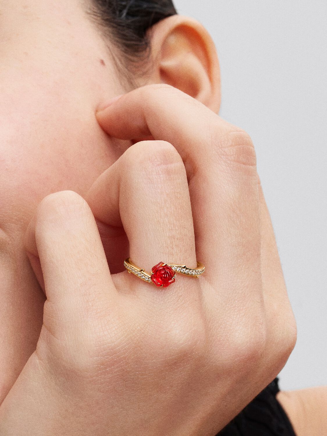 Pandora Disney Beauty and the Beast Enchanted Rose Ring