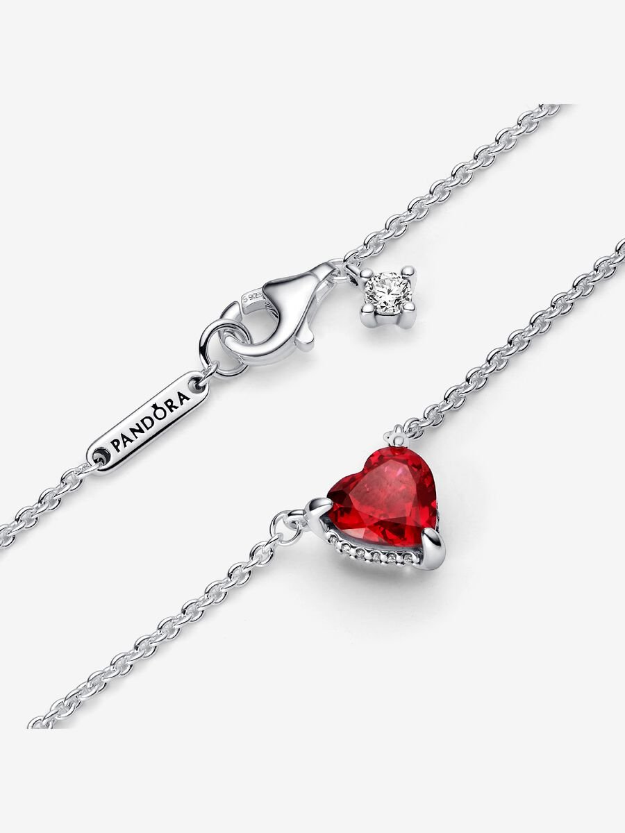 Sparkling Heart Halo Pendant Collier Necklace Sterling silver  392542C01-45