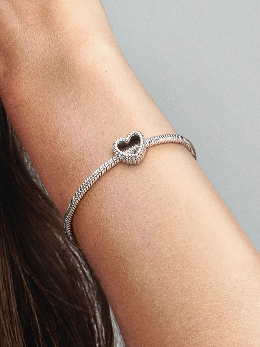 PANDORA Beaded Open Heart Charm - Compatible with PANDORA Moments - Gift for Her - Made with Sterling Silver - with Gift Box