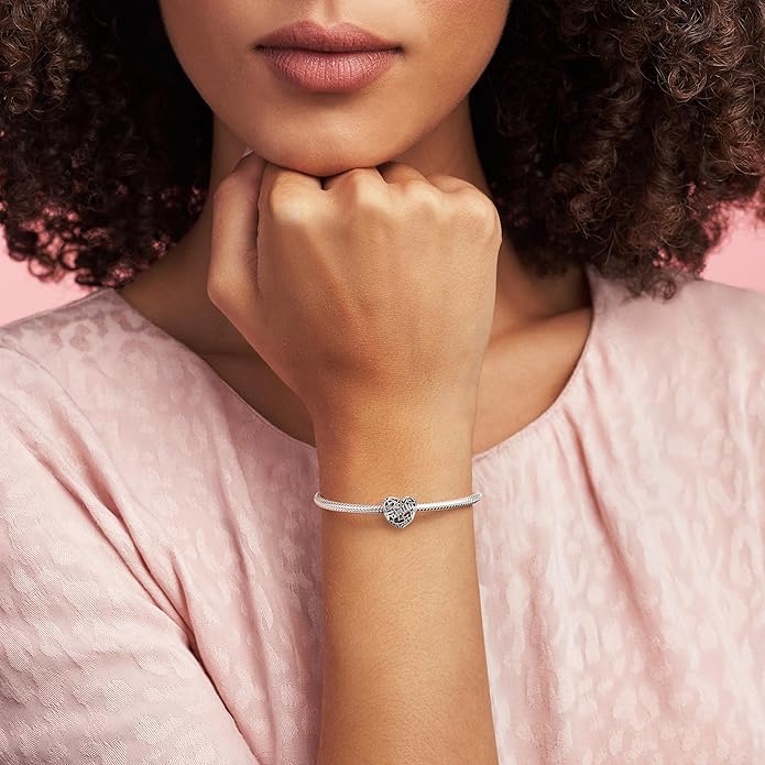 Pandora Family Heart Charm - Compatible Moments - Jewelry for Women - Gift for Her - Made with Sterling Silver - With Gift Box