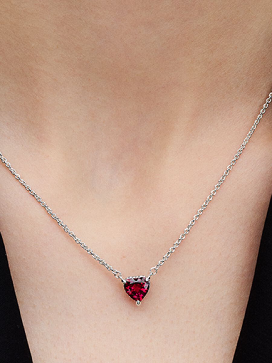 Sparkling Heart Halo Pendant Collier Necklace Sterling silver  392542C01-45