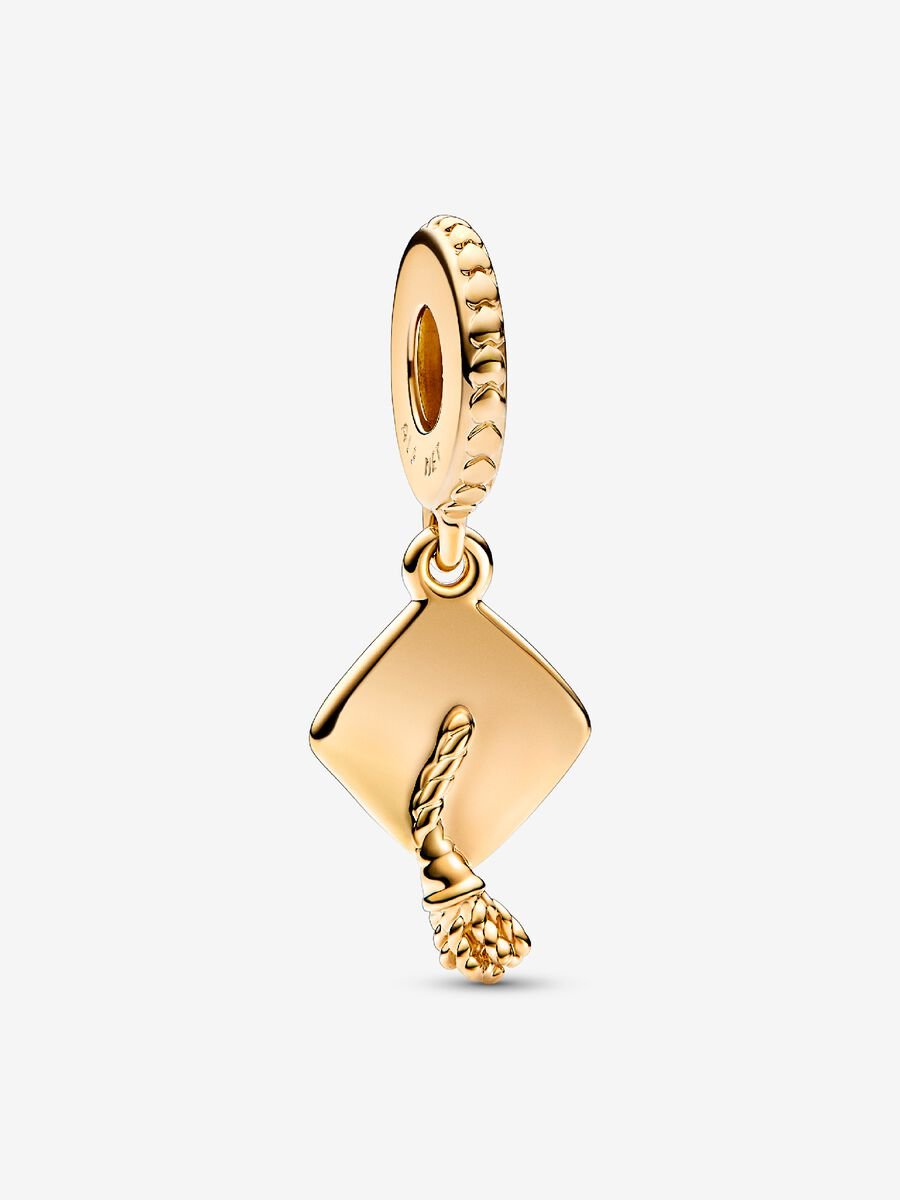 Graduation Cap Dangle Charm 14k gold plating