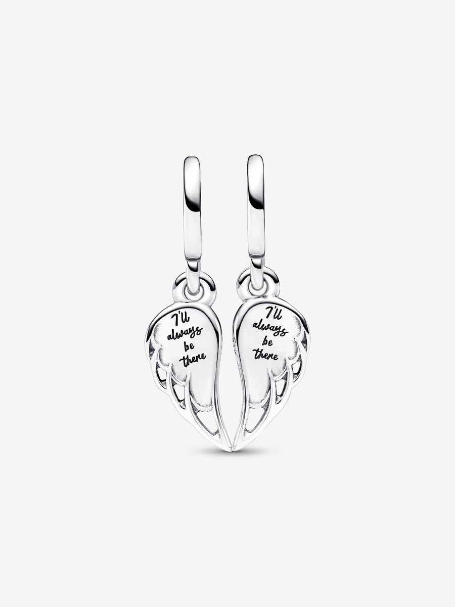 Sparkling Splitable Angel Wings Dangle Charm Sterling silver