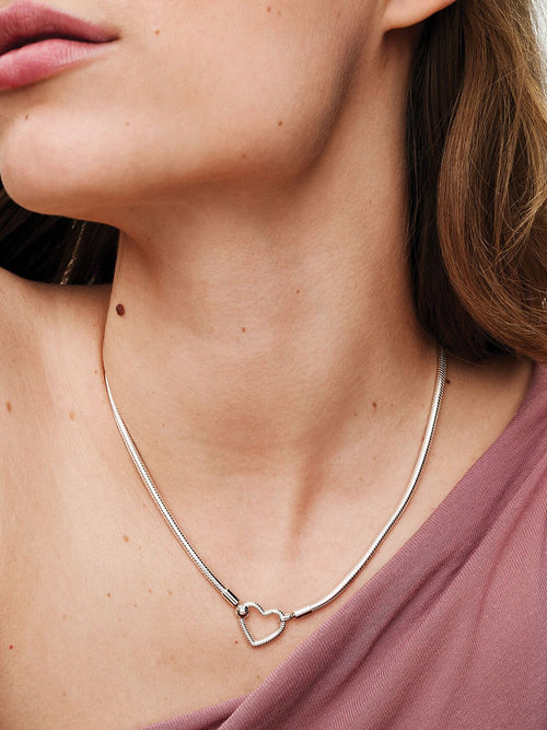 Heart Closure Snake Silver Chain Necklace